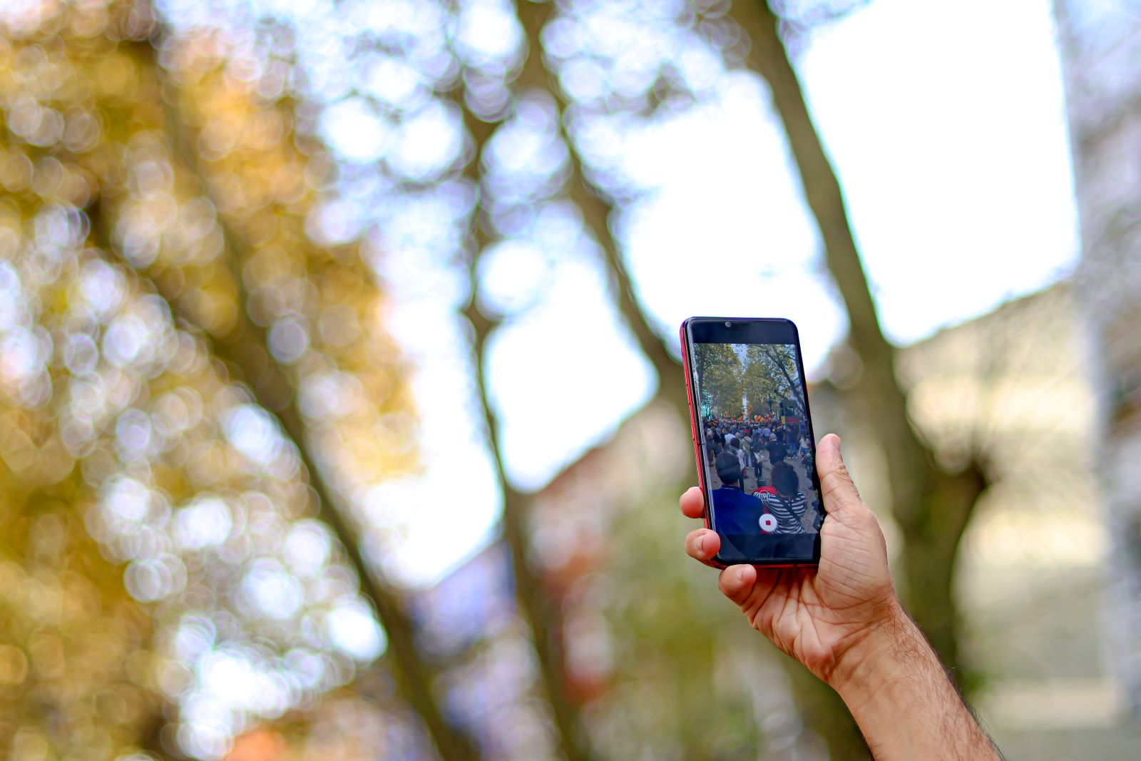 Protestor recording with phone