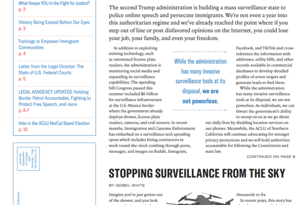 Cover of the Fall 2025 ACLU News