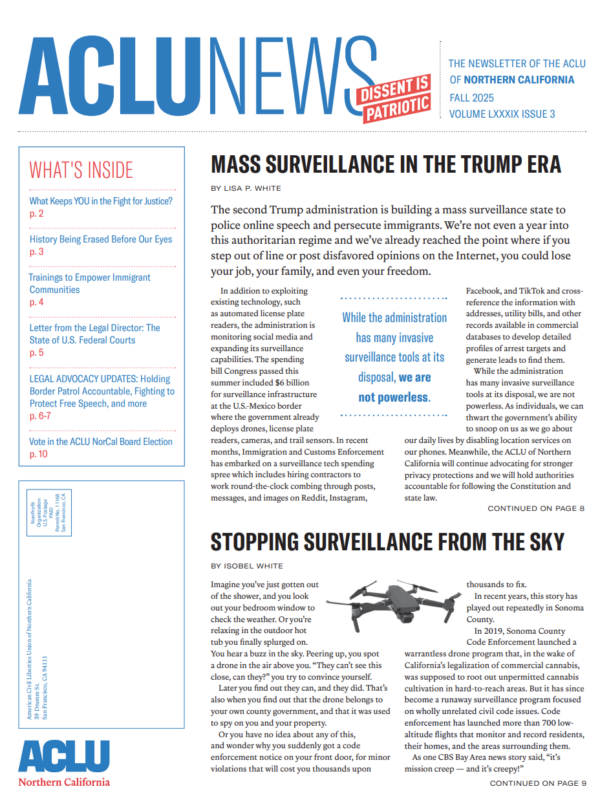 Cover of the Fall 2025 ACLU News