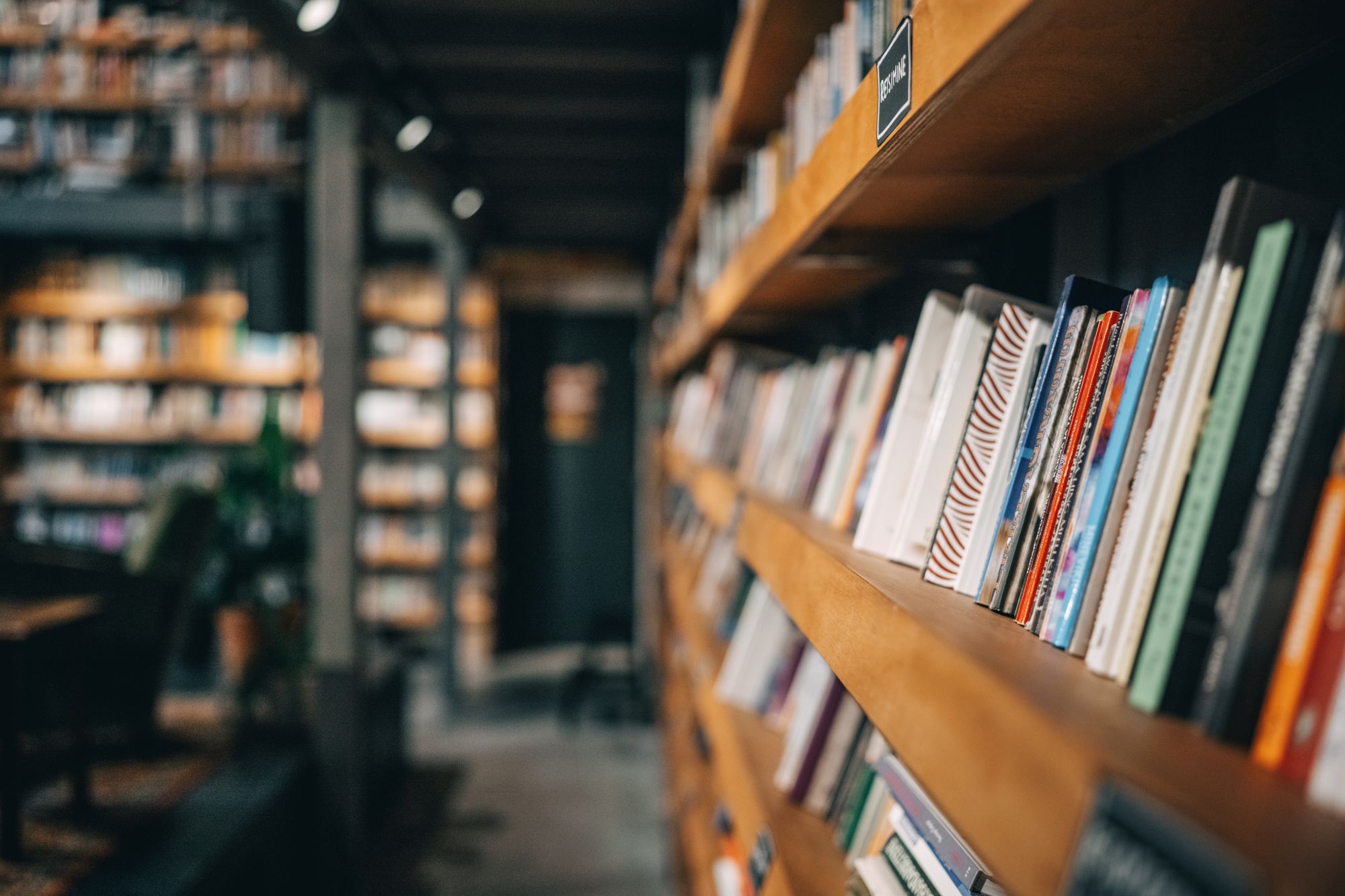 view of books in a library