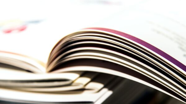 close-up of an open magazine