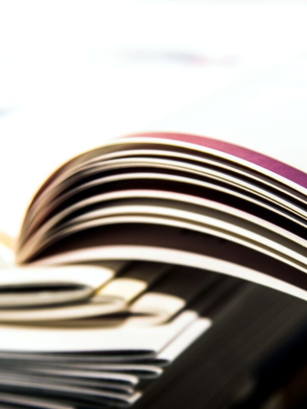 close-up of an open magazine