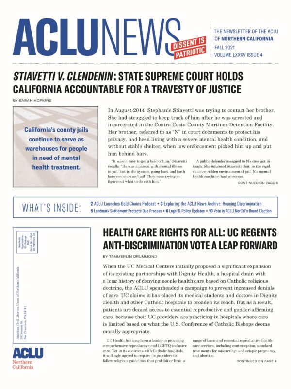 ACLU News Fall 2021 cover