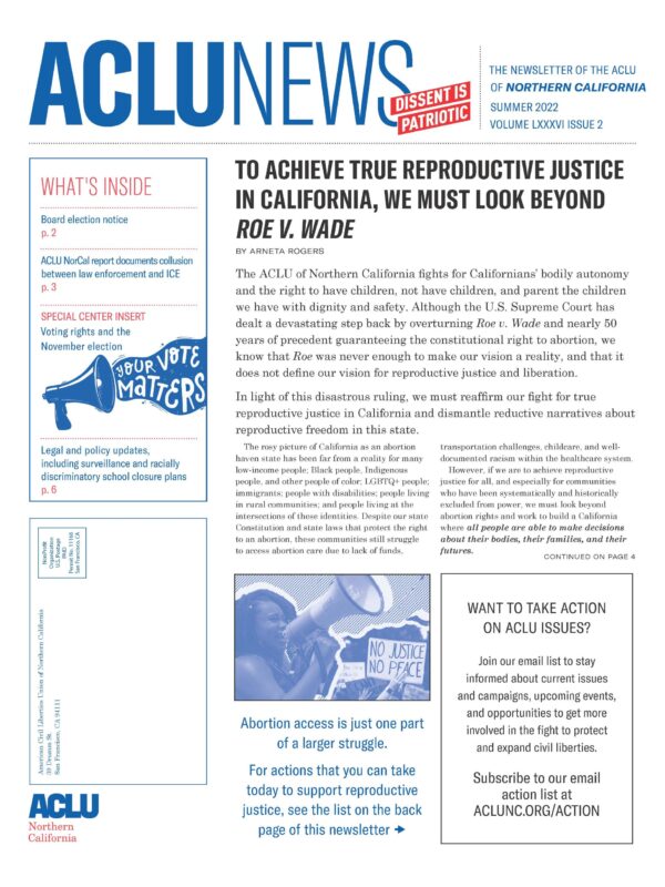 ACLU News Summer 2022 cover