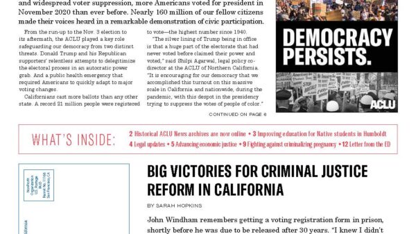 ACLU News Winter 2021 cover