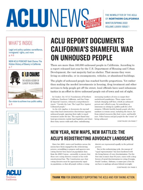 ACLU News Winter-Spring 2022 cover