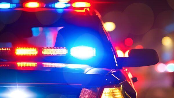 police car with sirens on