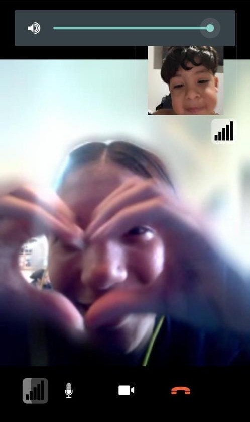 Screenshot of video call between Walkelis and her son from Karnes County Immigration Detention Center in October 2025