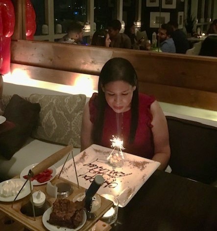 Penelope celebrating her 43rd birthday with family