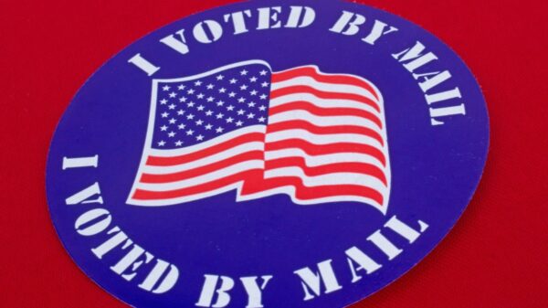 "i voted by mail" sticker