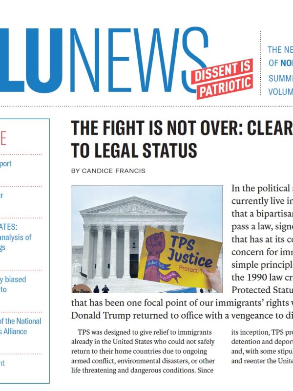 Top half of the front page of the Summer 2026 issue of the ACLU News