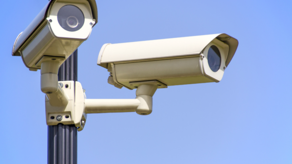 An automatic license plate reader on a pole.