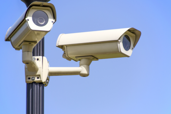 An automatic license plate reader on a pole.