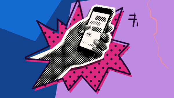 Pop art texting hand collage